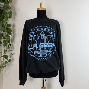 Vintage 90s LA Gear Los Angeles Sweatshirt Black Blue Puff Print Crewneck